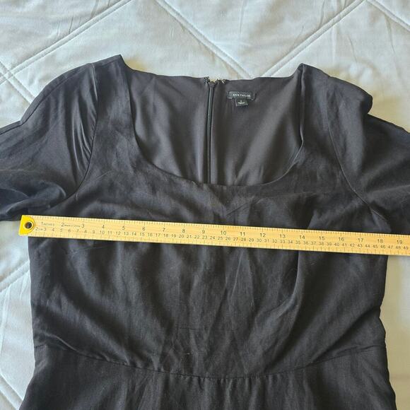 Women’s Linen Blend Black Midi Dress Coastal Minimalist OldMoney work to evening - Picture 10 of 14